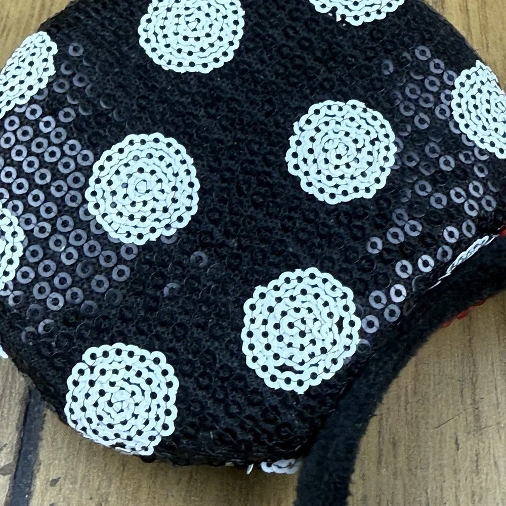 Disney Parks‎ Minnie Mouse Classic Red Polka Dot Bow Black Ears Sequin Headband